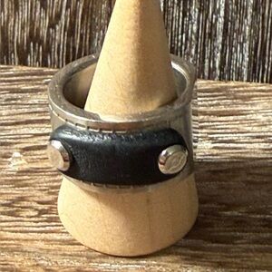 Dyrberg / Kern Stainless & Leather Ring Sz 8